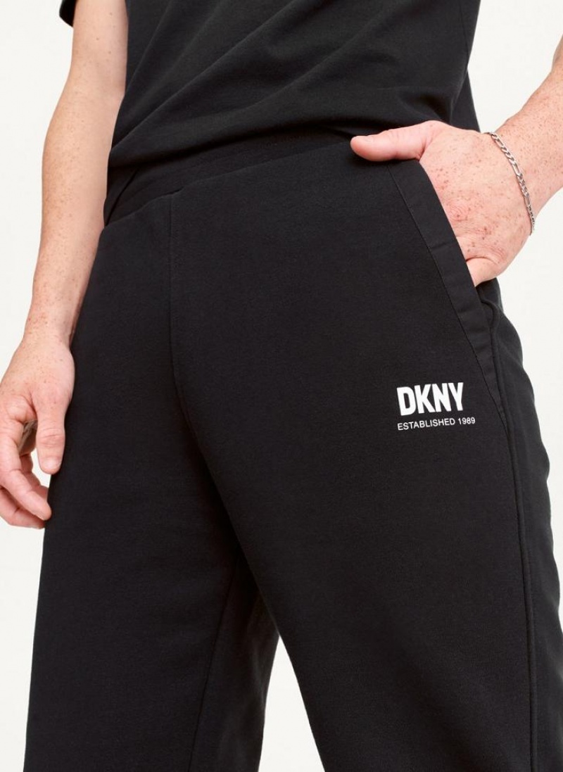 Black Men's DKNY French Terry Pants | Australia-D1433