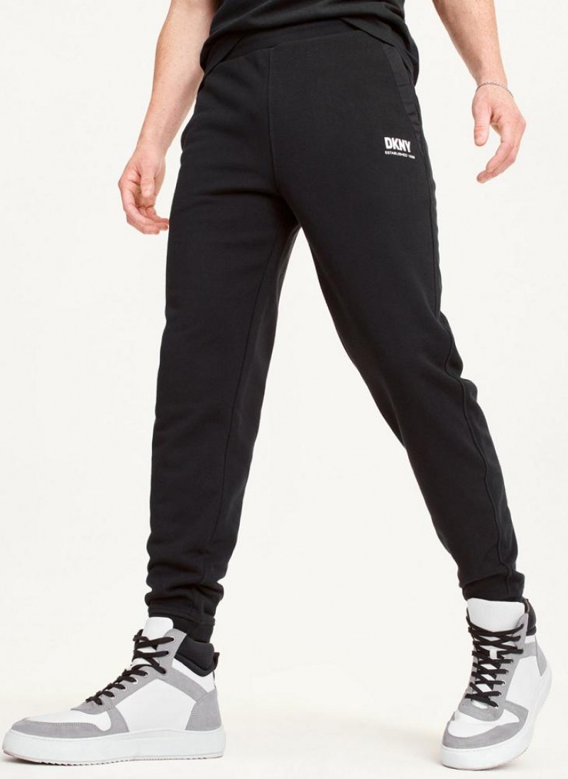 Black Men\'s DKNY French Terry Pants | Australia-D1433