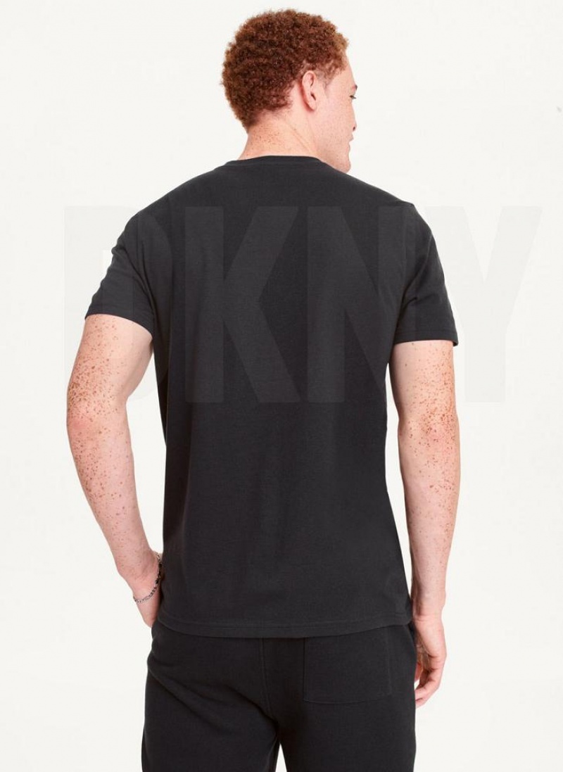 Black Men's DKNY Left Chest T Shirts | Australia-D0184