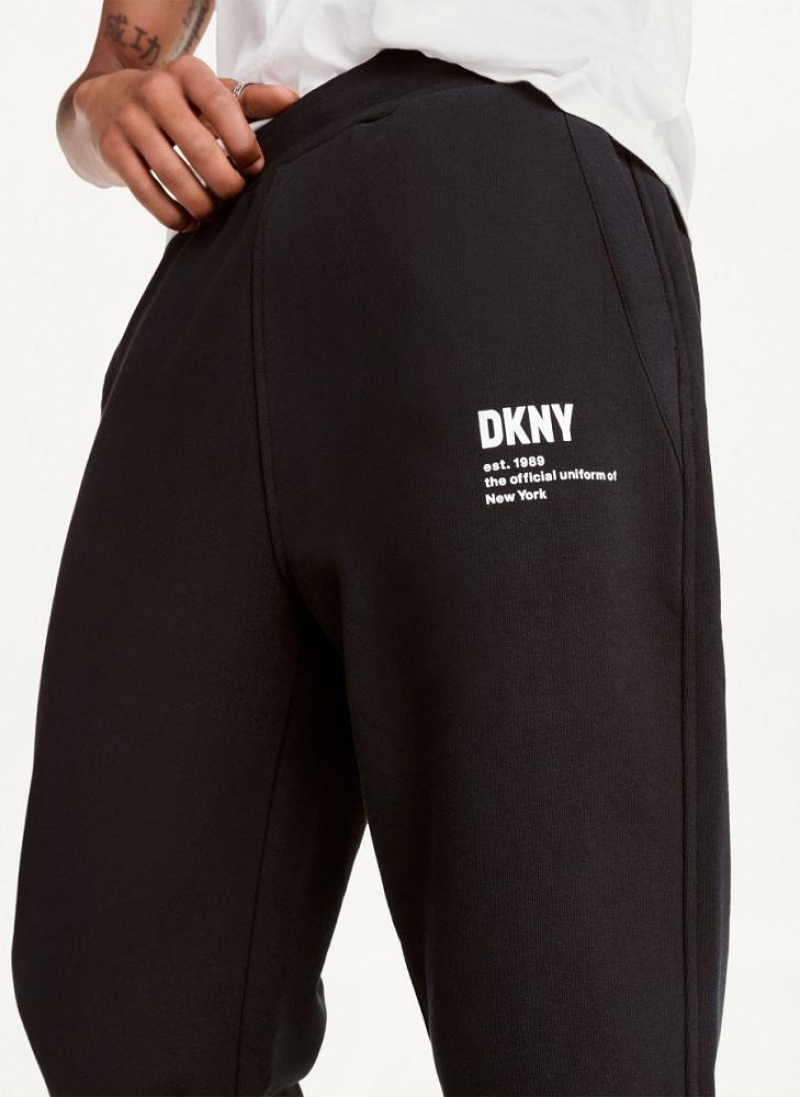 Black Men's DKNY Logo Pants | Australia-D1392
