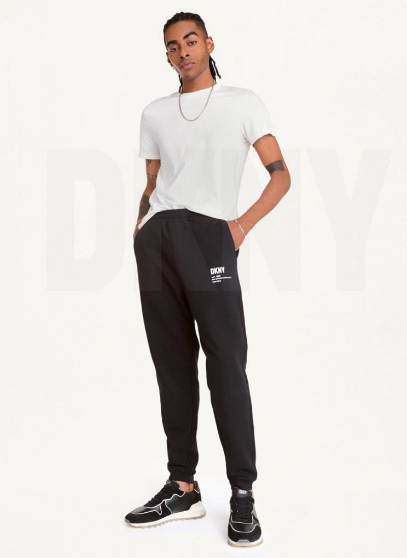 Black Men's DKNY Logo Pants | Australia-D1392