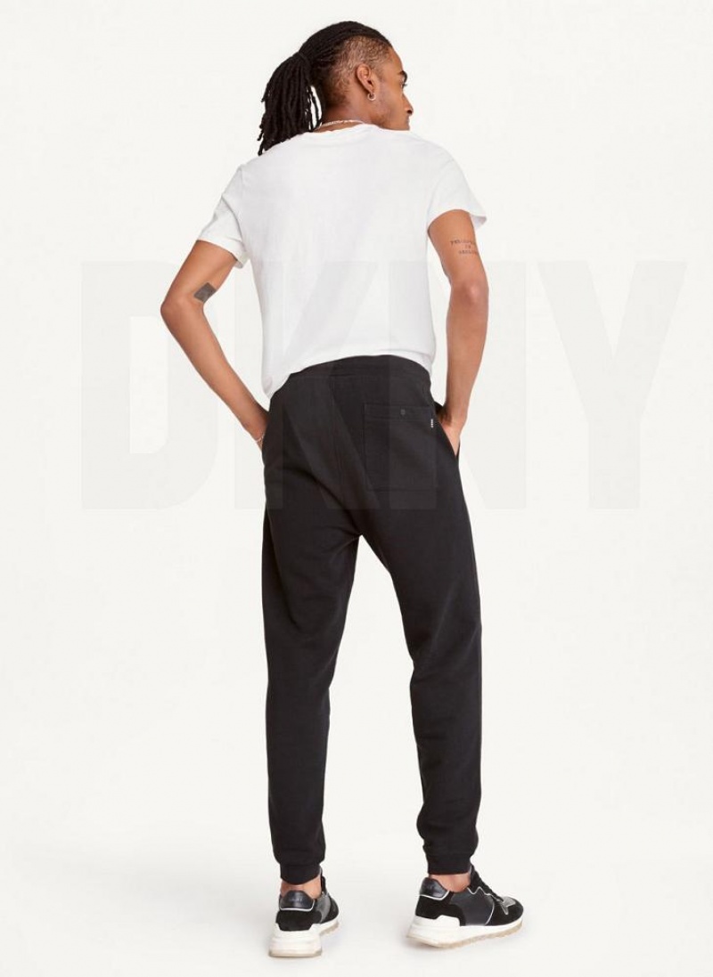 Black Men's DKNY Logo Pants | Australia-D1392