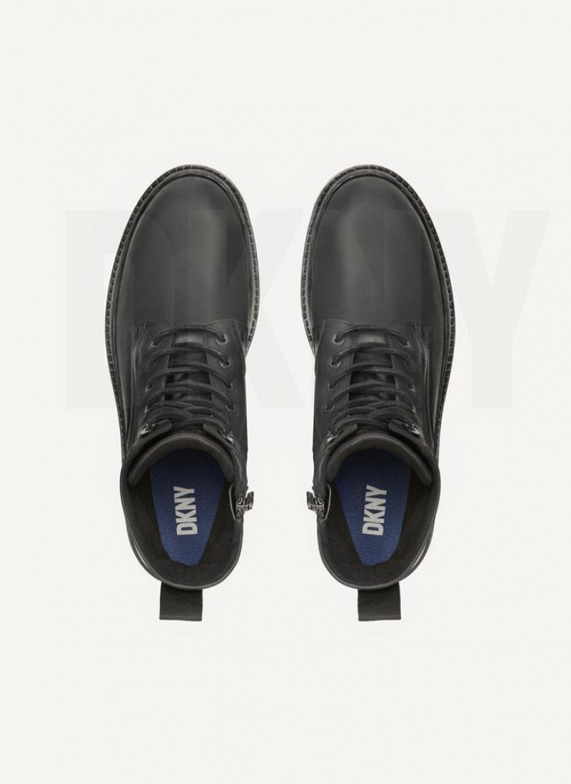 Black Men's DKNY Mixed Media Boots | Australia-D1134