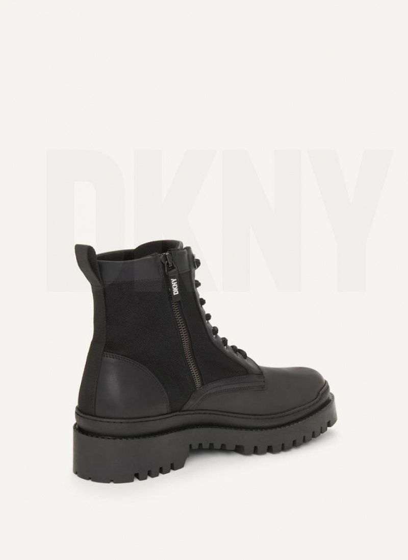 Black Men's DKNY Mixed Media Boots | Australia-D1134