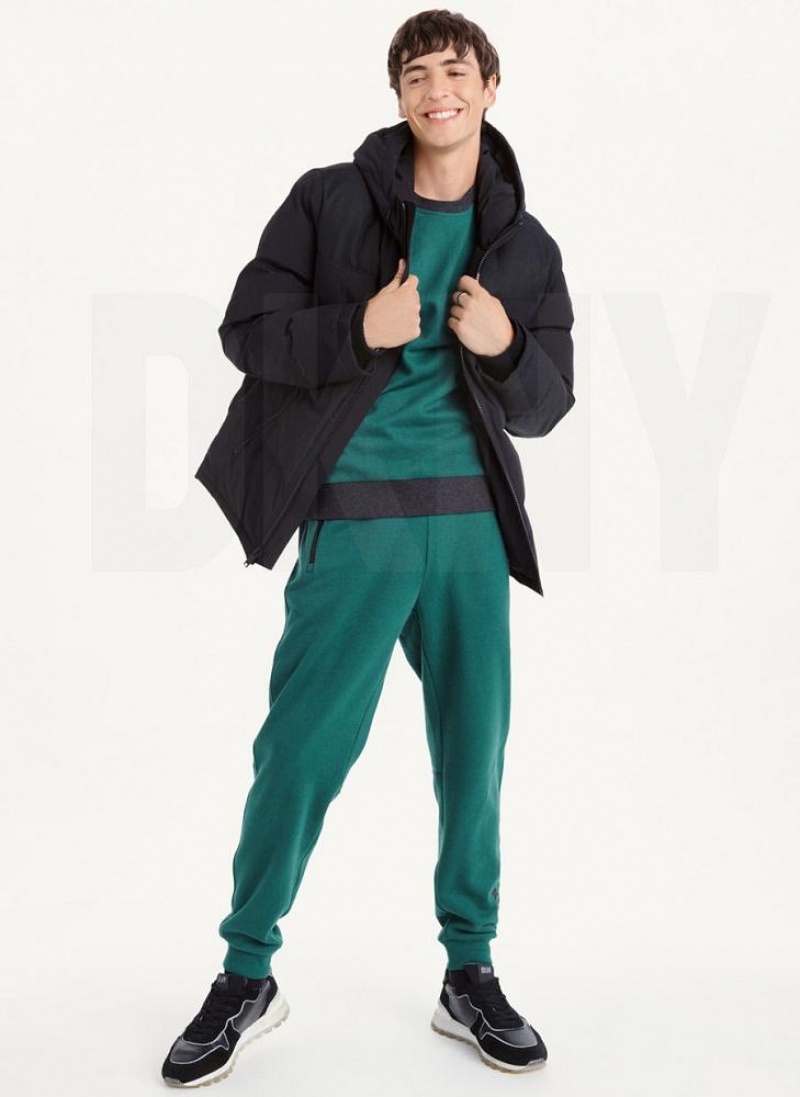Black Men's DKNY Mixed Media Classic Puffer Jacket | Australia-D0525