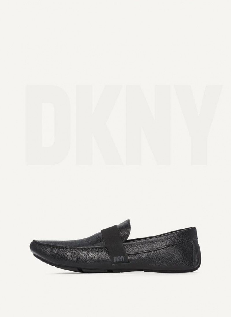 Black Men\'s DKNY Modern Strap Driver Sneakers | Australia-D0964