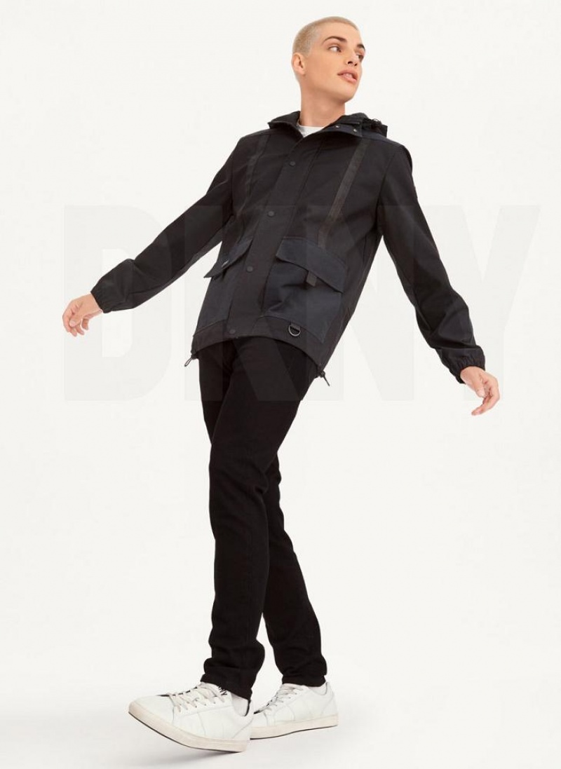 Black Men's DKNY Multi Pocket Jackets | Australia-D0933