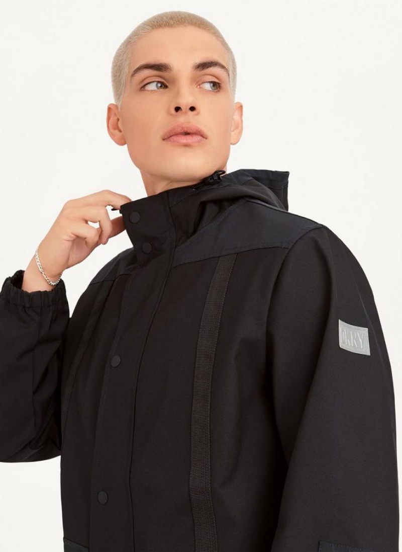 Black Men's DKNY Multi Pocket Jackets | Australia-D0933