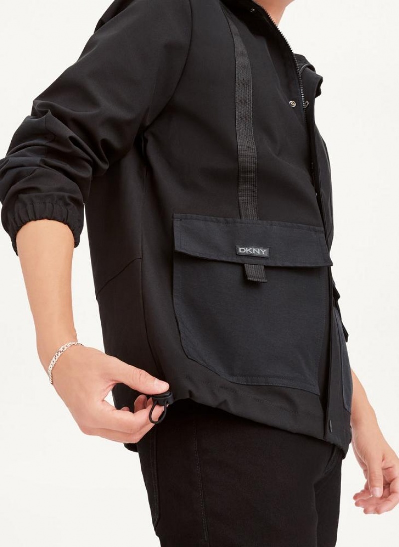 Black Men's DKNY Multi Pocket Jackets | Australia-D0933