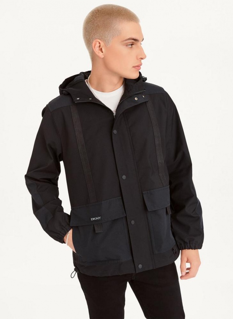 Black Men\'s DKNY Multi Pocket Jackets | Australia-D0933