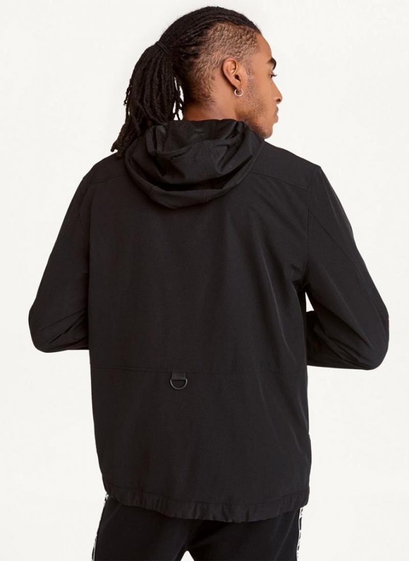 Black Men's DKNY Nylon Windbreaker Jackets | Australia-D1970