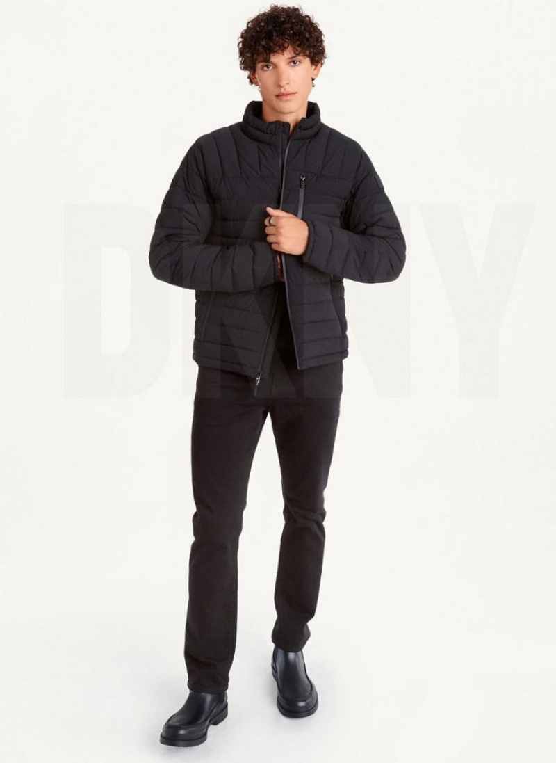 Black Men's DKNY Packable Puffer Jacket | Australia-D1917