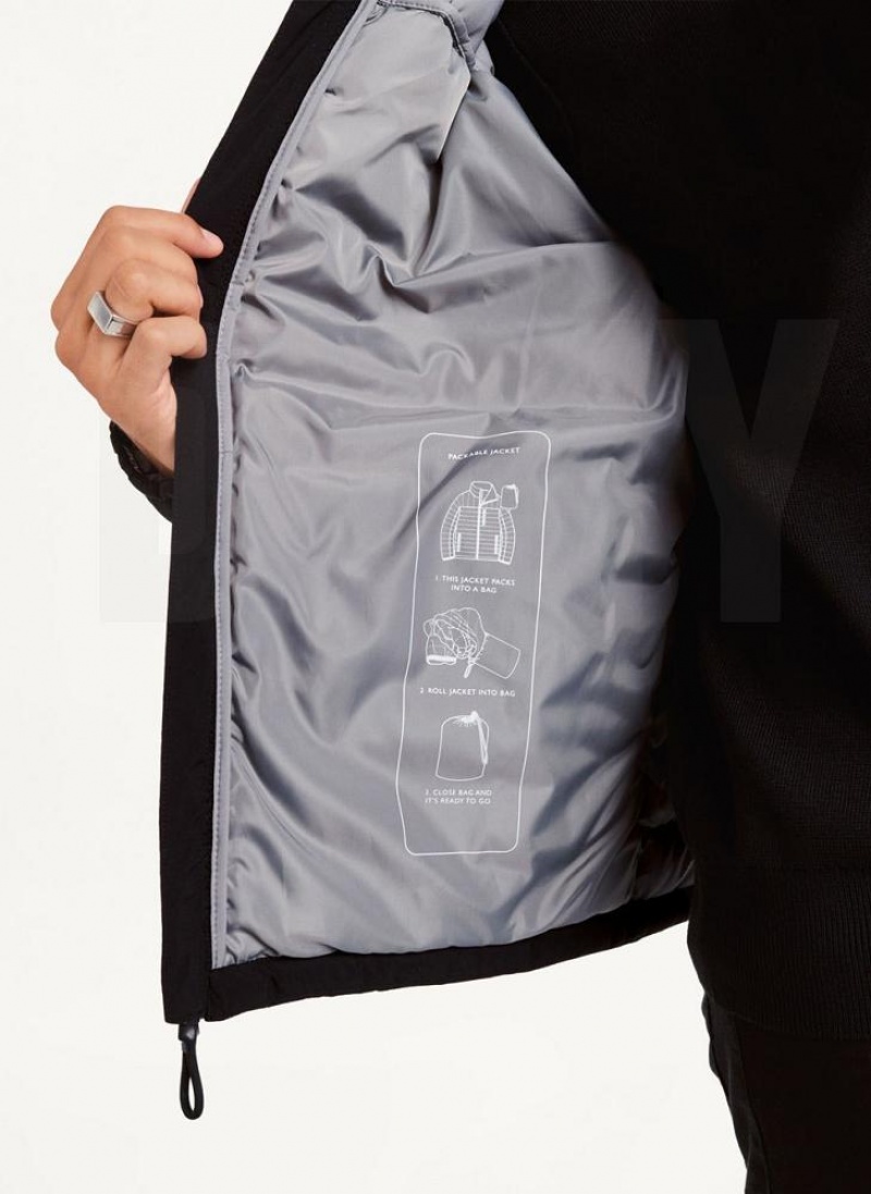Black Men's DKNY Packable Puffer Jacket | Australia-D1917