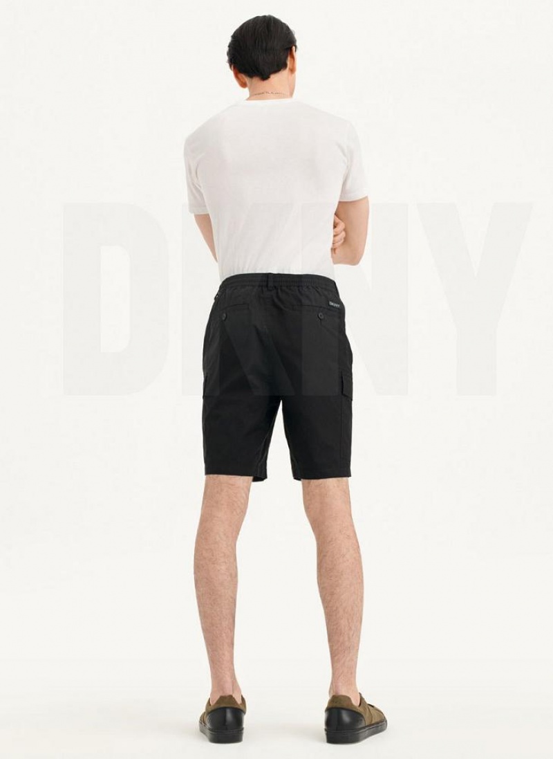 Black Men's DKNY Poplin Cargo Shorts | Australia-D1214