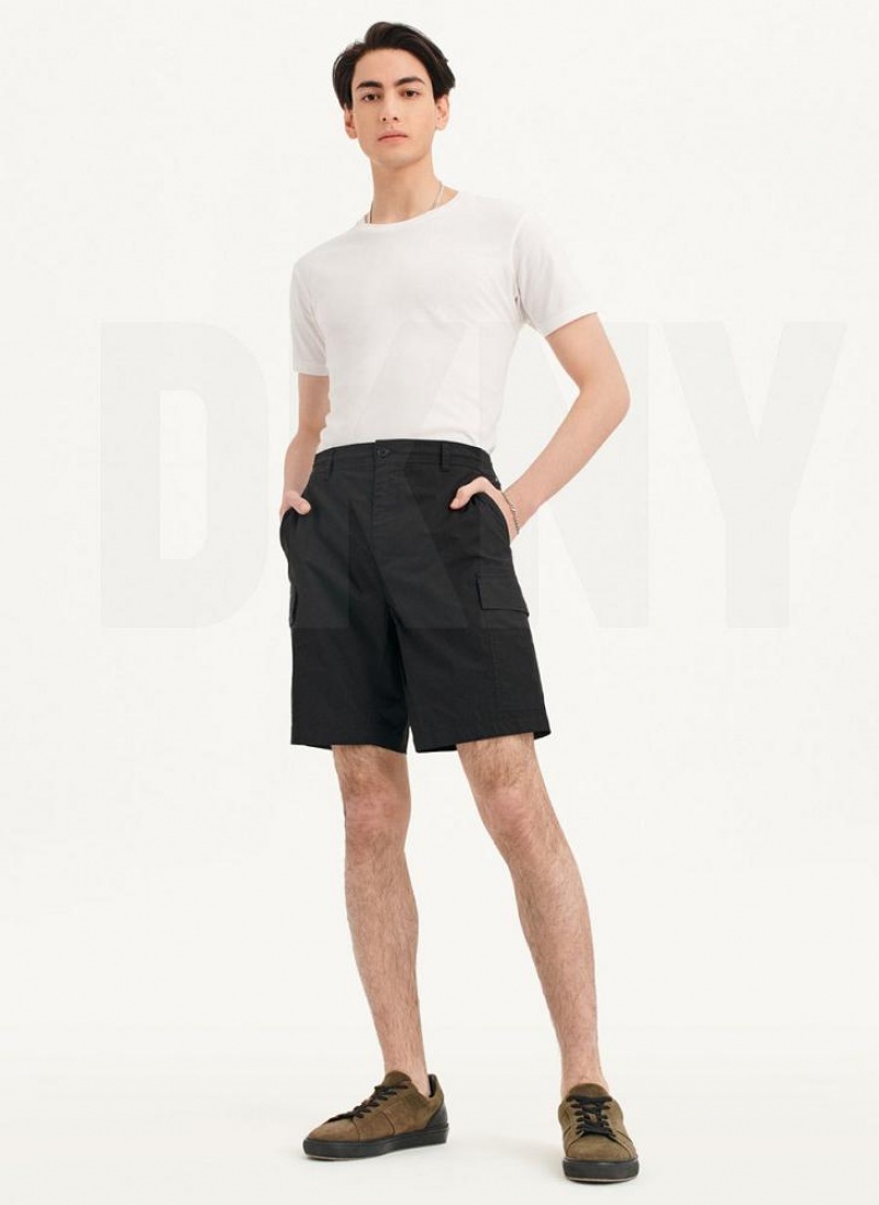 Black Men's DKNY Poplin Cargo Shorts | Australia-D1214