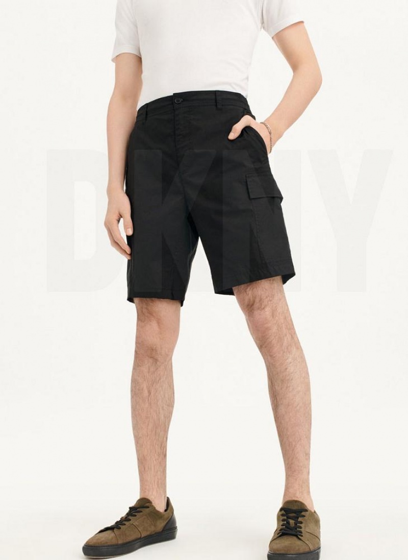 Black Men's DKNY Poplin Cargo Shorts | Australia-D1214