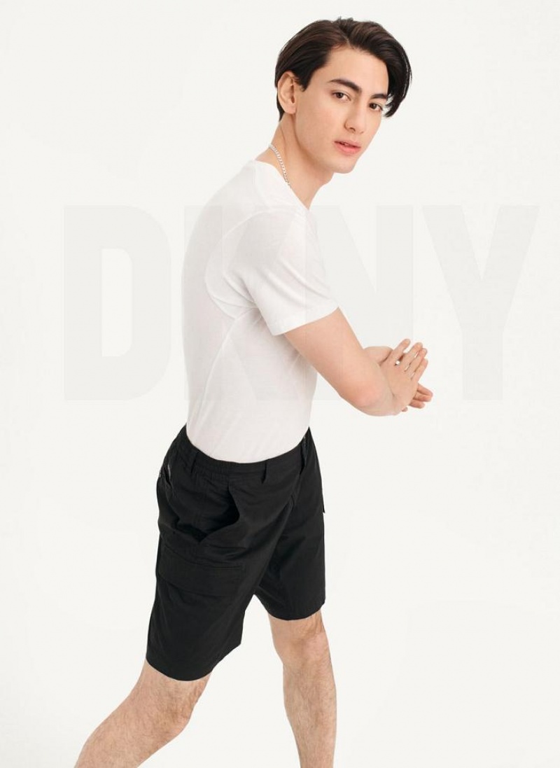 Black Men's DKNY Poplin Cargo Shorts | Australia-D1214
