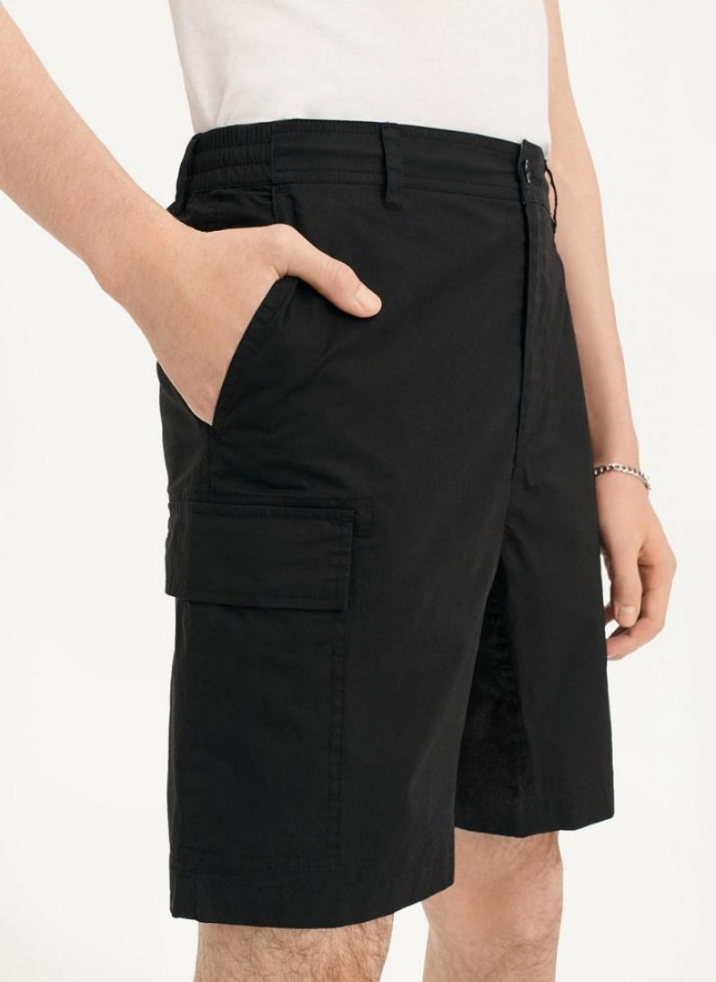 Black Men\'s DKNY Poplin Cargo Shorts | Australia-D1214