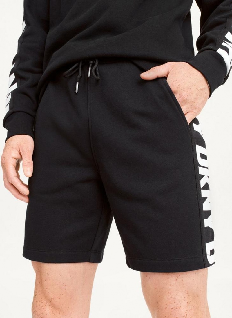 Black Men\'s DKNY Repeated Logos Shorts | Australia-D1210