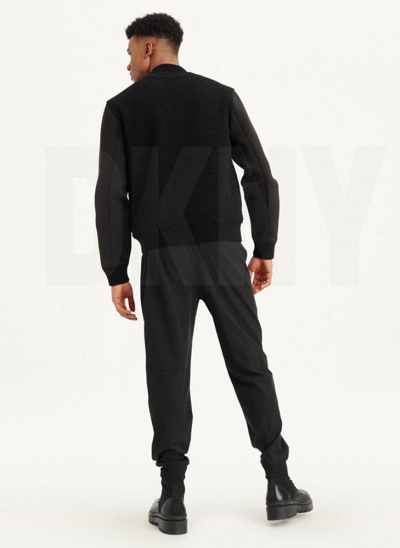 Black Men's DKNY Sherpa Bomber Jackets | Australia-D0731