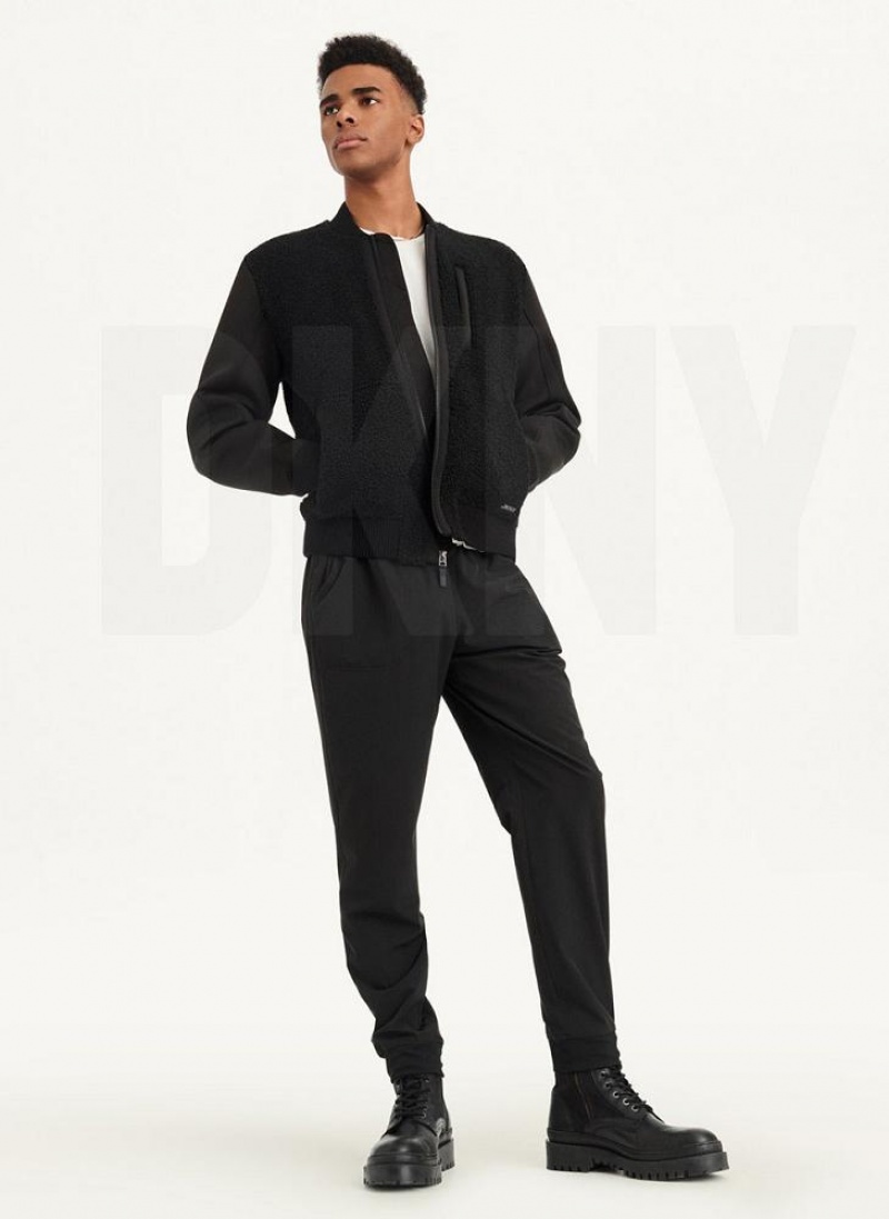 Black Men's DKNY Sherpa Bomber Jackets | Australia-D0731