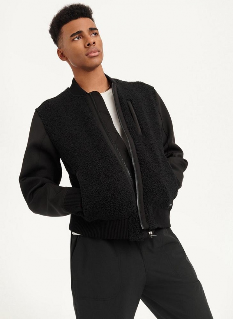Black Men\'s DKNY Sherpa Bomber Jackets | Australia-D0731