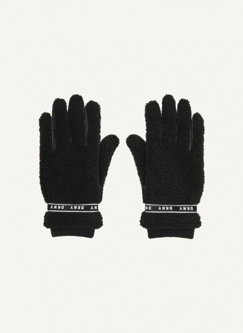 Black Men's DKNY Sherpa Gloves Gloves | Australia-D1186