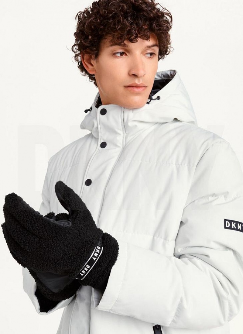 Black Men's DKNY Sherpa Gloves Gloves | Australia-D1186