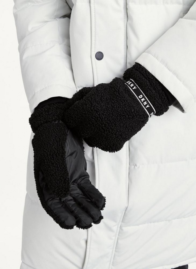 Black Men\'s DKNY Sherpa Gloves Gloves | Australia-D1186