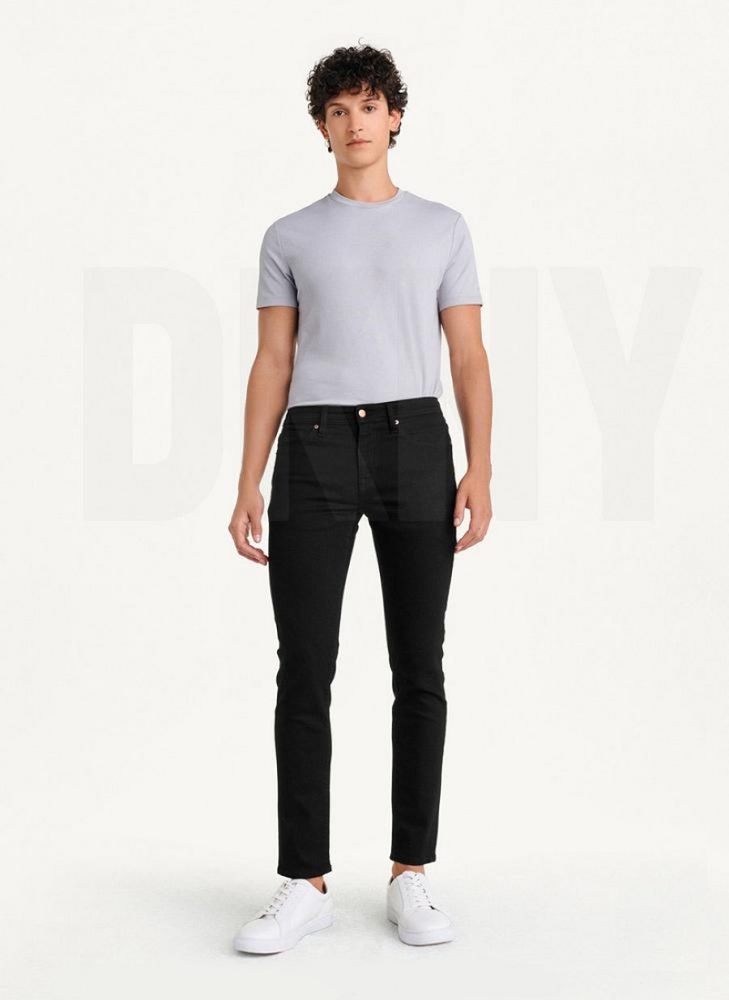 Black Men's DKNY Skinny Black Rinse Denim Jeans | Australia-D1724