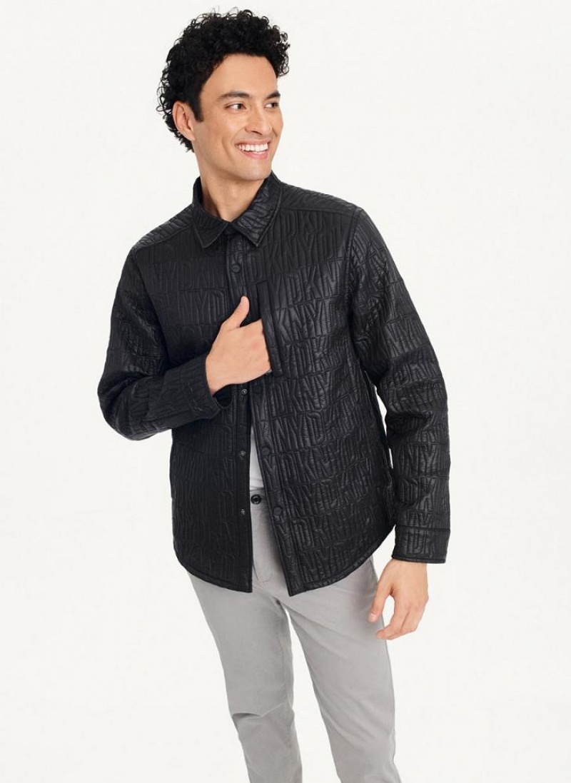 Black Men's DKNY Stitch Jacket Shirts | Australia-D1913