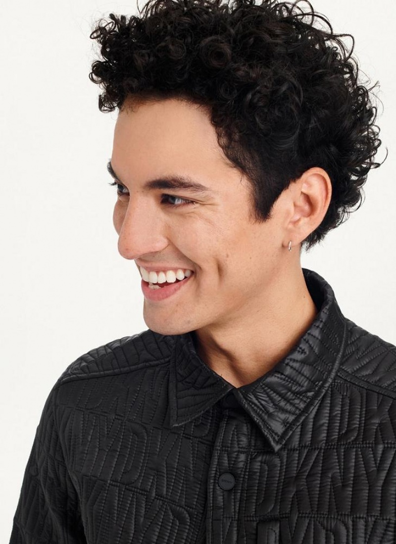 Black Men's DKNY Stitch Jacket Shirts | Australia-D1913