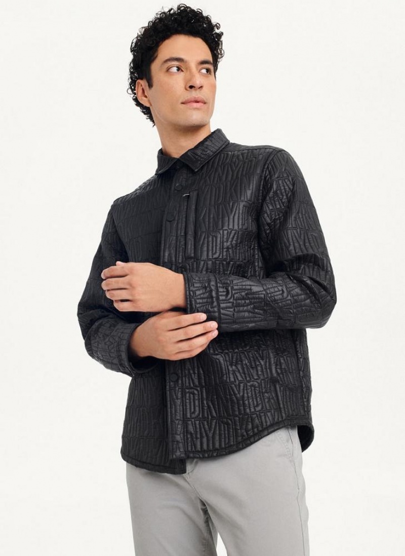 Black Men's DKNY Stitch Jacket Shirts | Australia-D1913