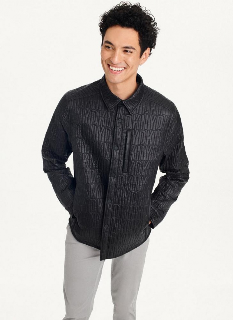 Black Men\'s DKNY Stitch Jacket Shirts | Australia-D1913