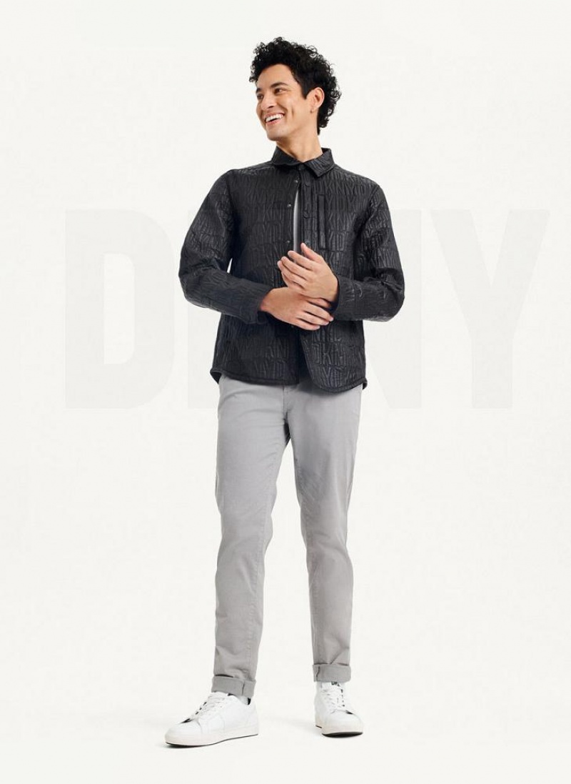 Black Men's DKNY Stitch Shirt Jackets | Australia-D0372