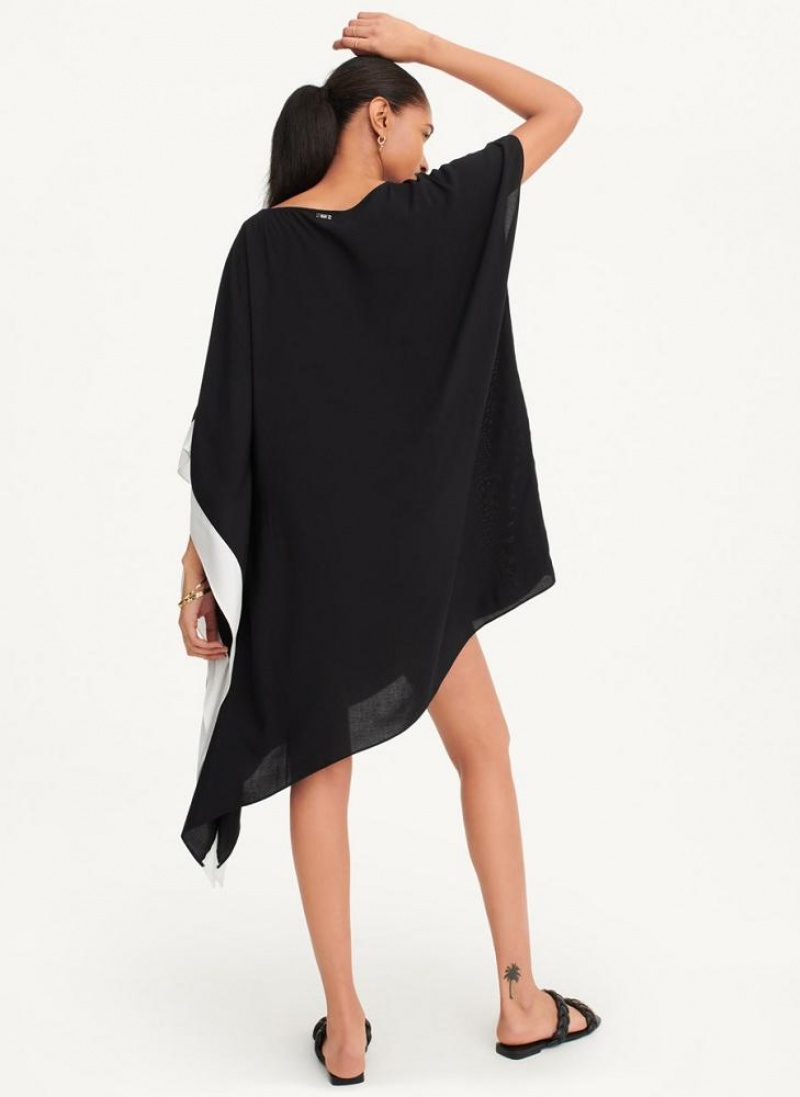 Black Women's DKNY Asymmetrical Kaftan Swimsuits | Australia-D1055