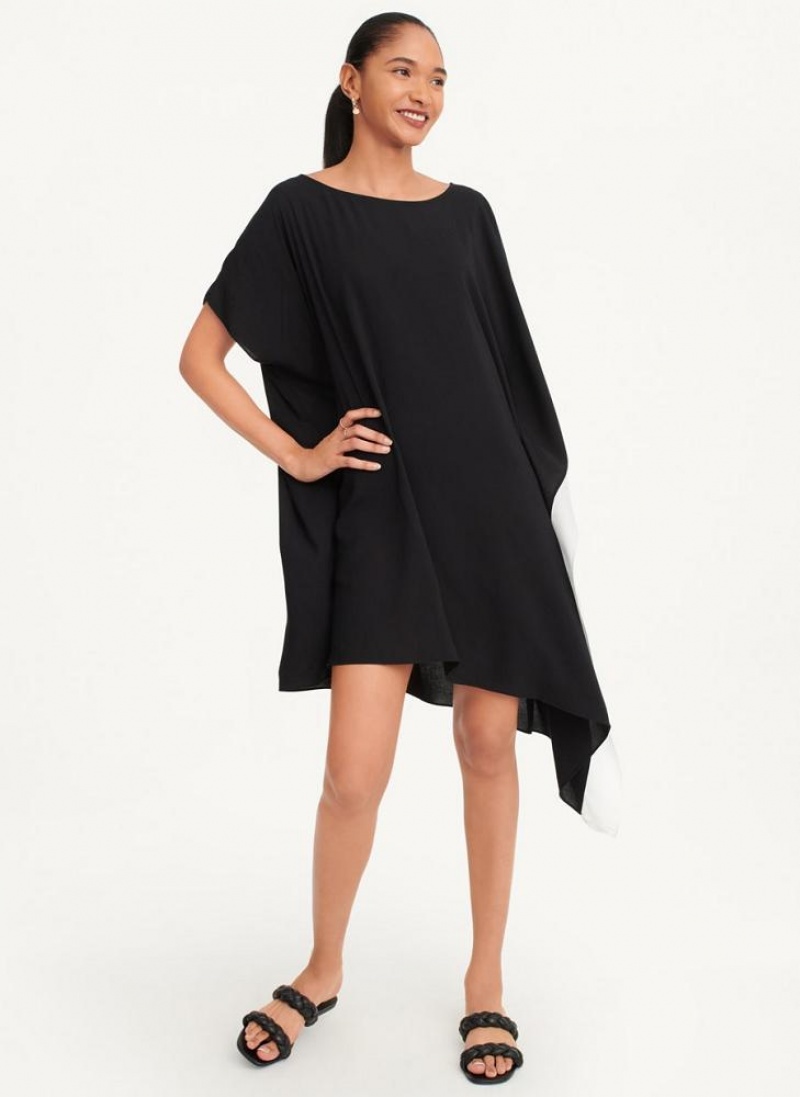 Black Women's DKNY Asymmetrical Kaftan Swimsuits | Australia-D1055
