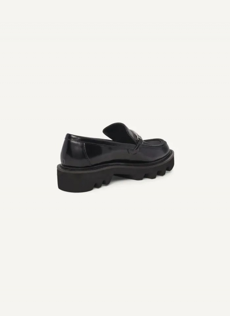 Black Women's DKNY Audrey With Plaque Loafers | Australia-D1327