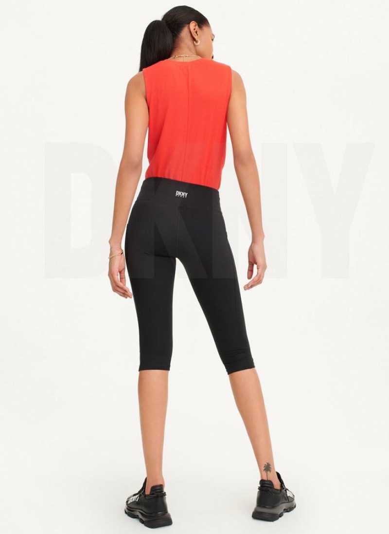 Black Women's DKNY Balance Compression Pedal Pusher Leggings | Australia-D1443
