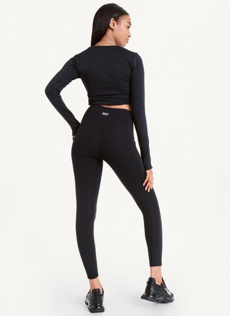 Black Women's DKNY Balance High Waist Leggings | Australia-D1291