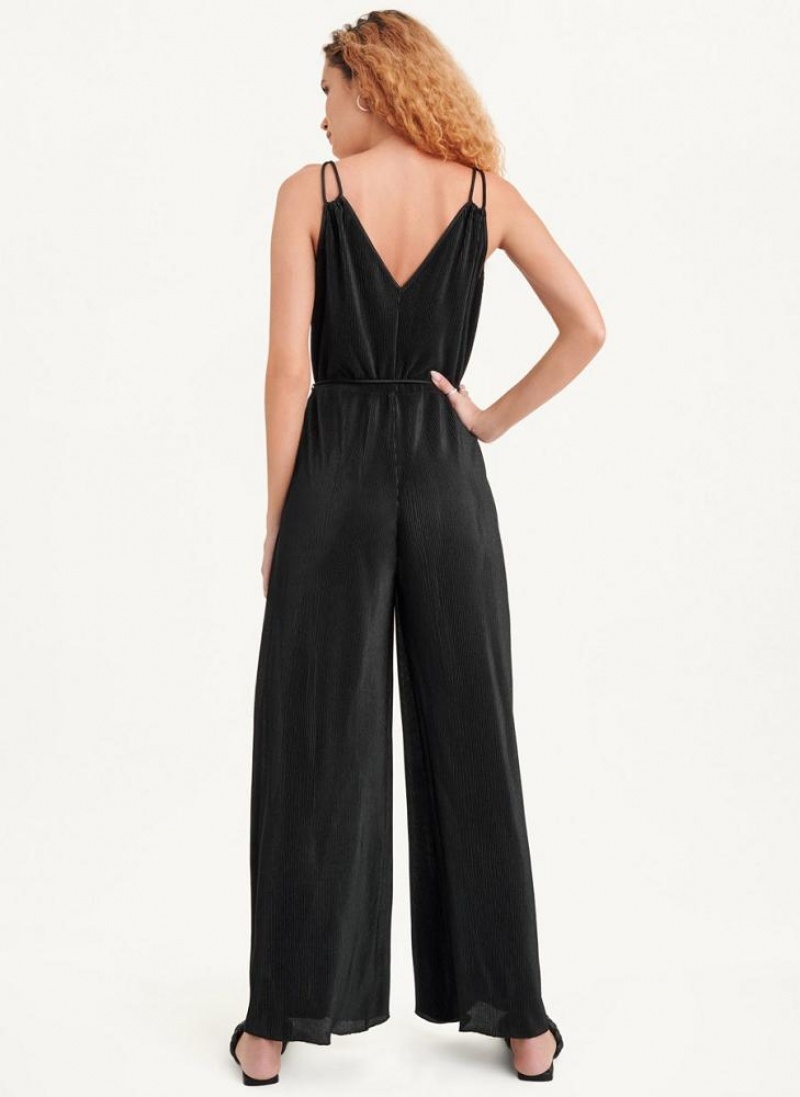 Black Women's DKNY Belted All-In-One Jumpsuits | Australia-D0243
