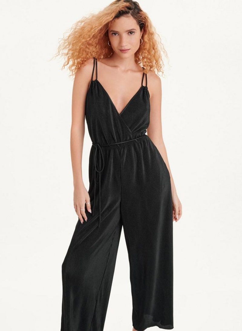 Black Women\'s DKNY Belted All-In-One Jumpsuits | Australia-D0243