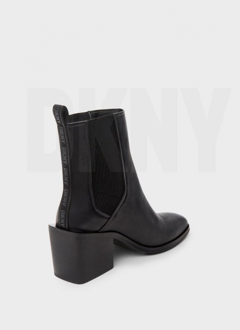 Black Women's DKNY Block Heel Chelsea Boots | Australia-D0635