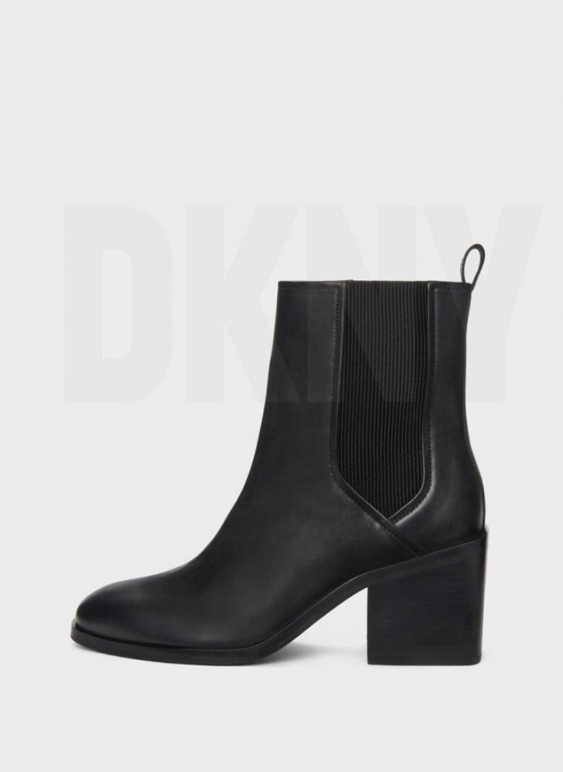 Black Women\'s DKNY Block Heel Chelsea Boots | Australia-D0635
