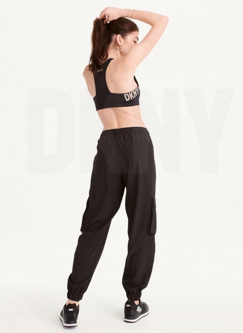 Black Women's DKNY Cargo with Pockets Joggers | Australia-D0134
