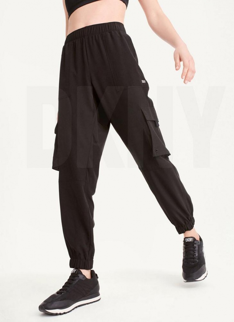 Black Women's DKNY Cargo with Pockets Joggers | Australia-D0134