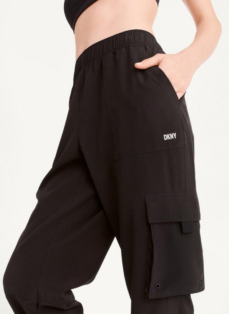 Black Women's DKNY Cargo with Pockets Joggers | Australia-D0134
