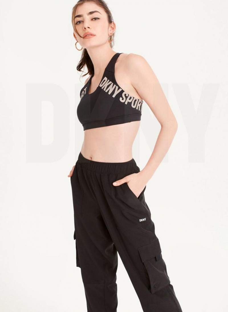 Black Women's DKNY Cargo with Pockets Joggers | Australia-D0134