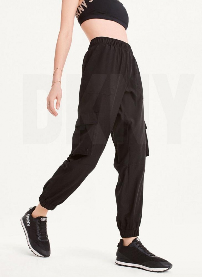Black Women\'s DKNY Cargo with Pockets Joggers | Australia-D0134