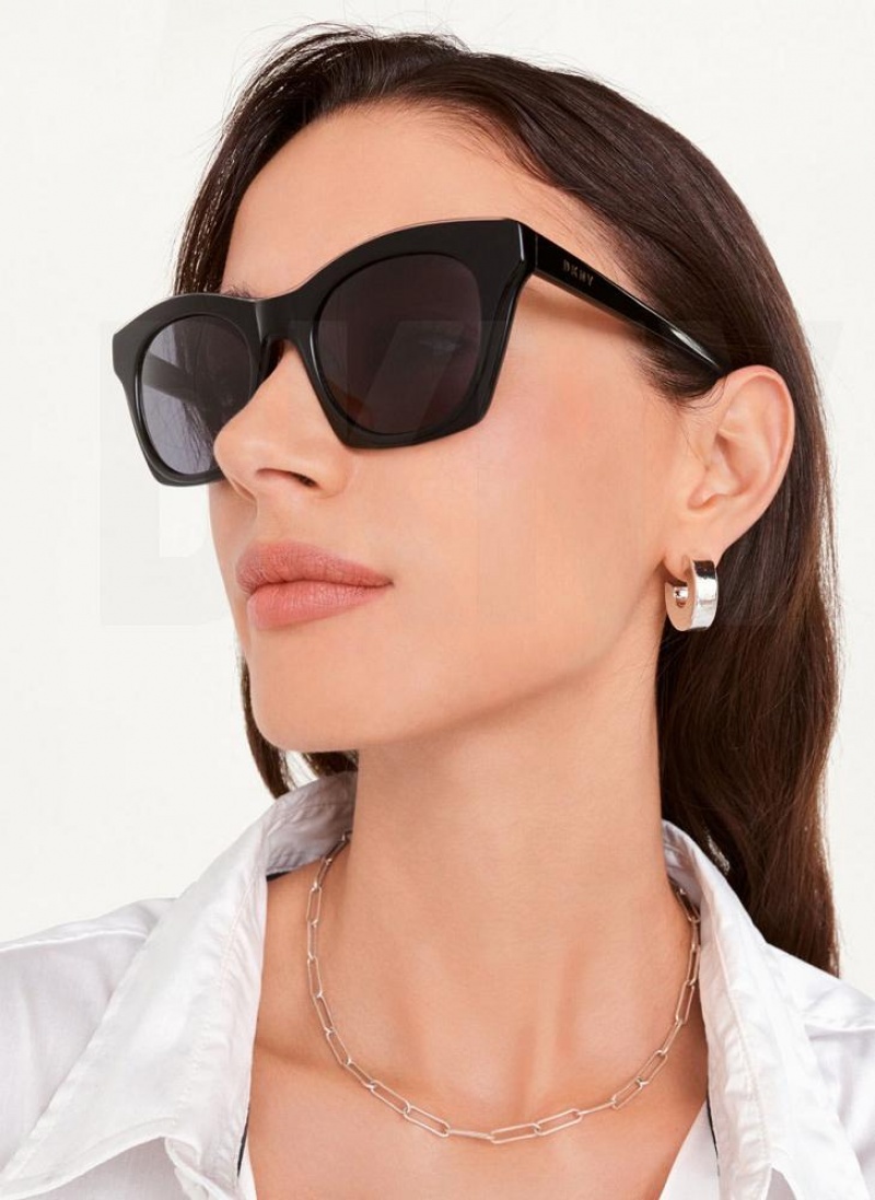 Black Women's DKNY Cat Eye Sunglasses | Australia-D0198